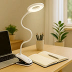 Clip-On Reading Lamp Flexible Goose-Neck Dimmable USB Rechargeable