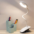Clip-On Reading Lamp Flexible Goose-Neck Dimmable USB Rechargeable