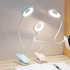 Clip-On Reading Lamp Flexible Goose-Neck Dimmable USB Rechargeable