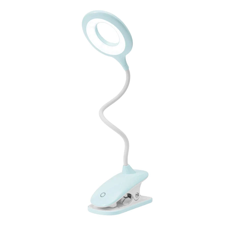 Clip-On Reading Lamp Flexible Goose-Neck Dimmable USB Rechargeable