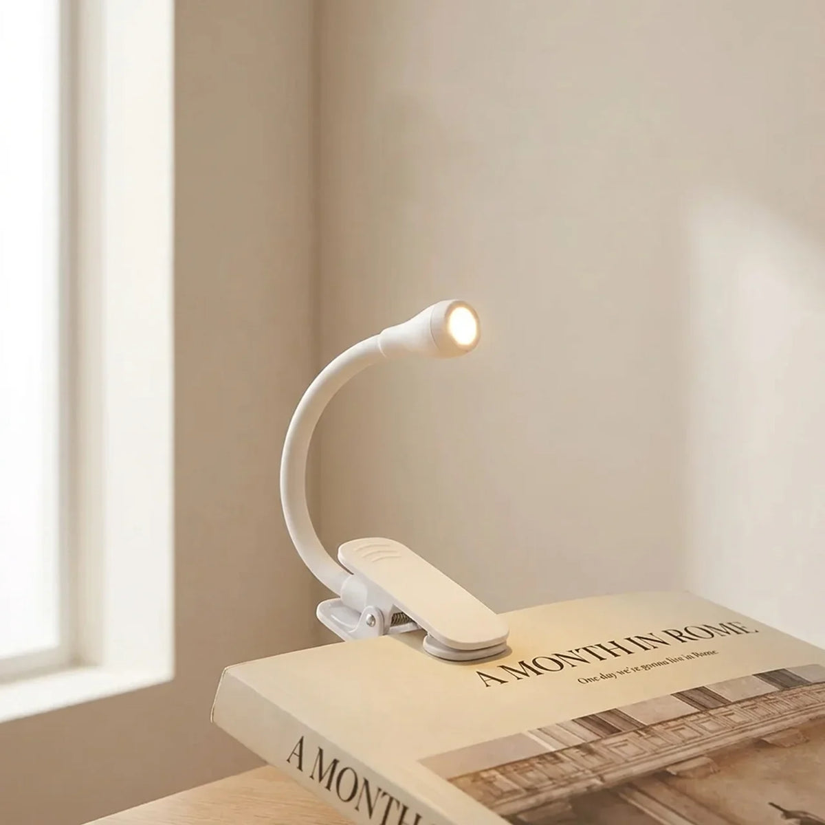 Clip-On Reading Lamp Flexible Neck USB Rechargeable