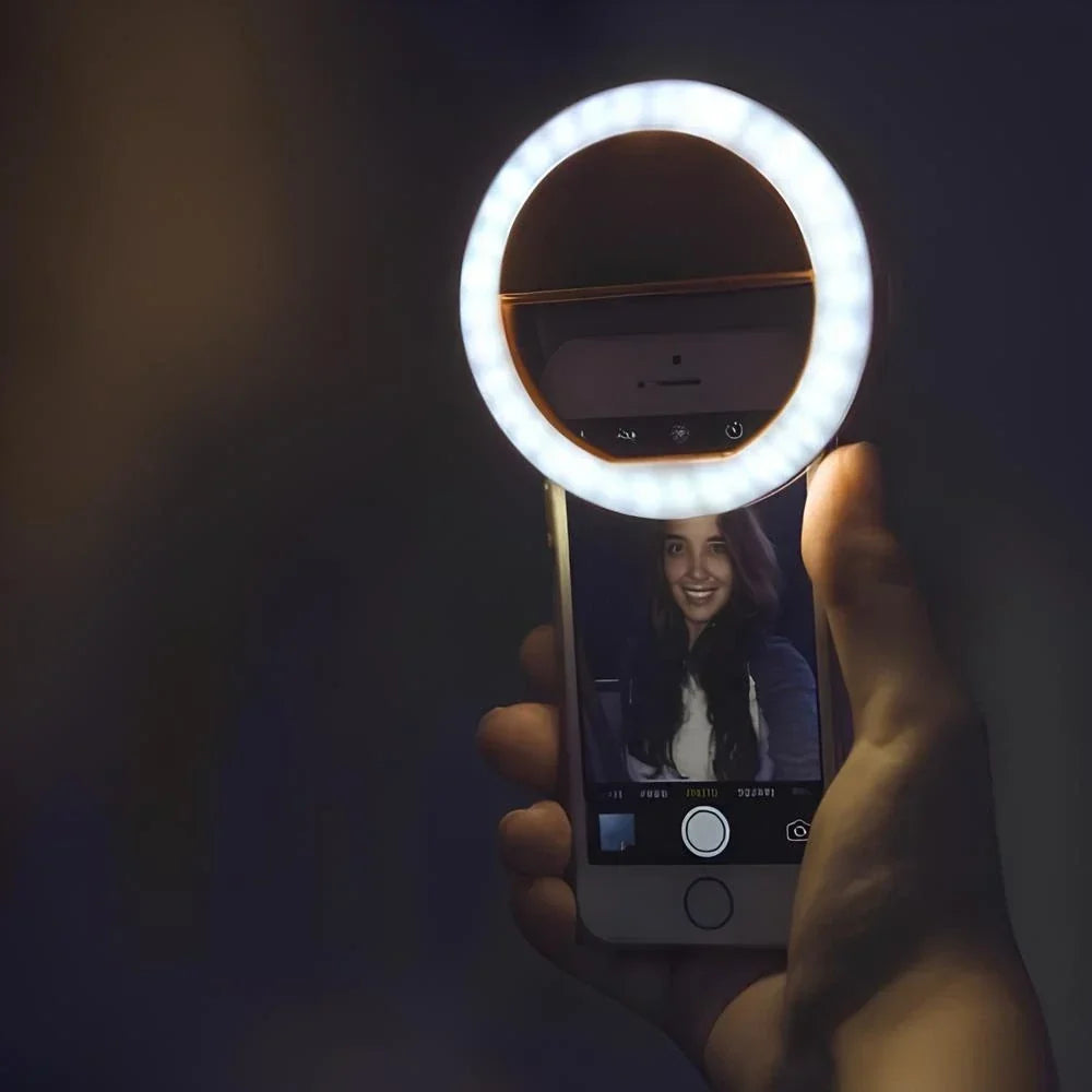 Clip-On Selfie Ring Light USB Rechargeable & Adjustable Brightness