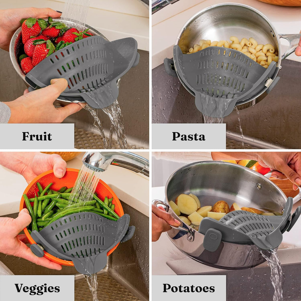 Clip-On Strainer Heat-Resistant Silicone