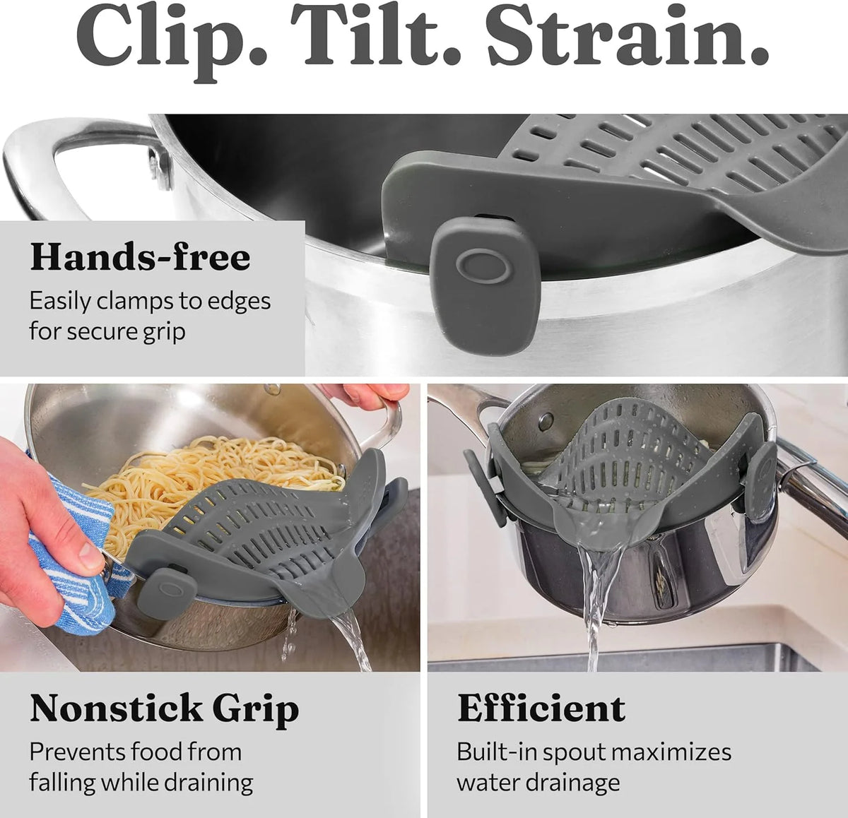 Clip-On Strainer Heat-Resistant Silicone