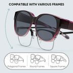 Clip-On Sunglasses Cat-Eye Polarized UV400 Fits Over Glasses