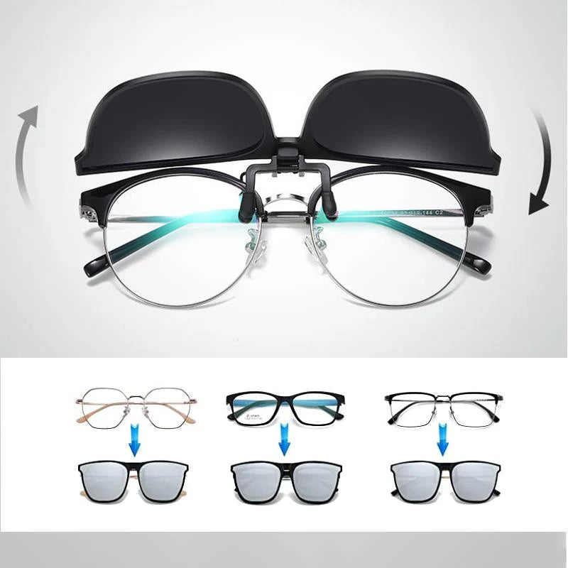 Clip-On Sunglasses Foldable Magnesium Alloy Polarized UV400