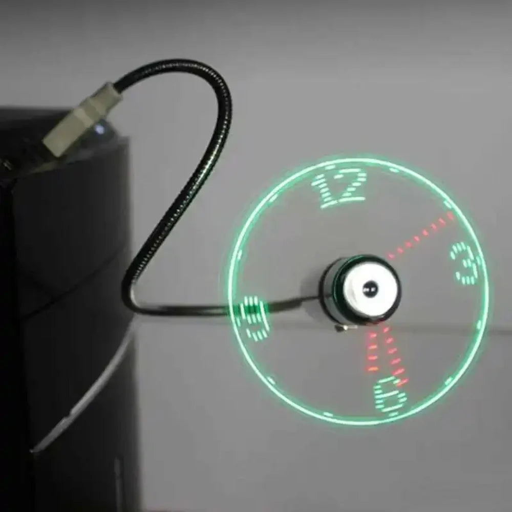 Clock Fan Floating LED Time & Temperature USB-Powered