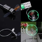 Clock Fan Floating LED Time & Temperature USB-Powered