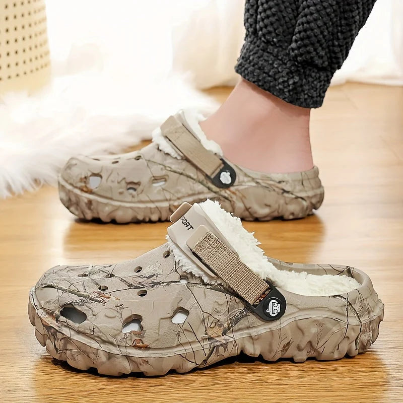 Clogs Fleece-Lined Removable Fur Lining Slip-Resistant Sole