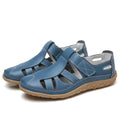 Closed-Toe Sandals Pebbled Leather Hook-And-Loop Strap
