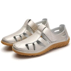Closed-Toe Sandals Pebbled Leather Hook-And-Loop Strap