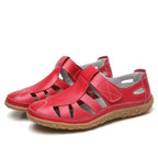 Closed-Toe Sandals Pebbled Leather Hook-And-Loop Strap