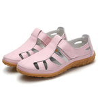 Closed-Toe Sandals Pebbled Leather Hook-And-Loop Strap