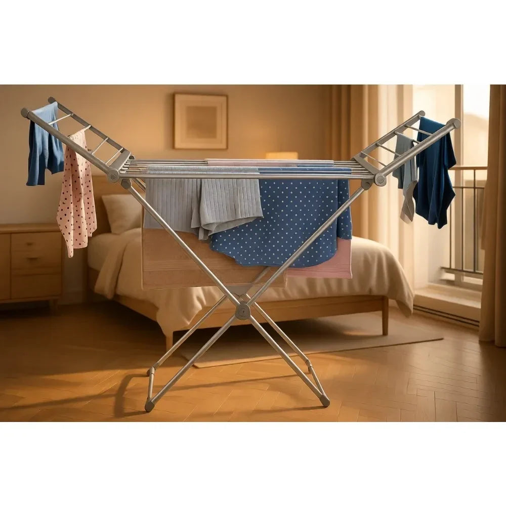 Clothes Drying Rack Heated Foldable Aluminum Frame