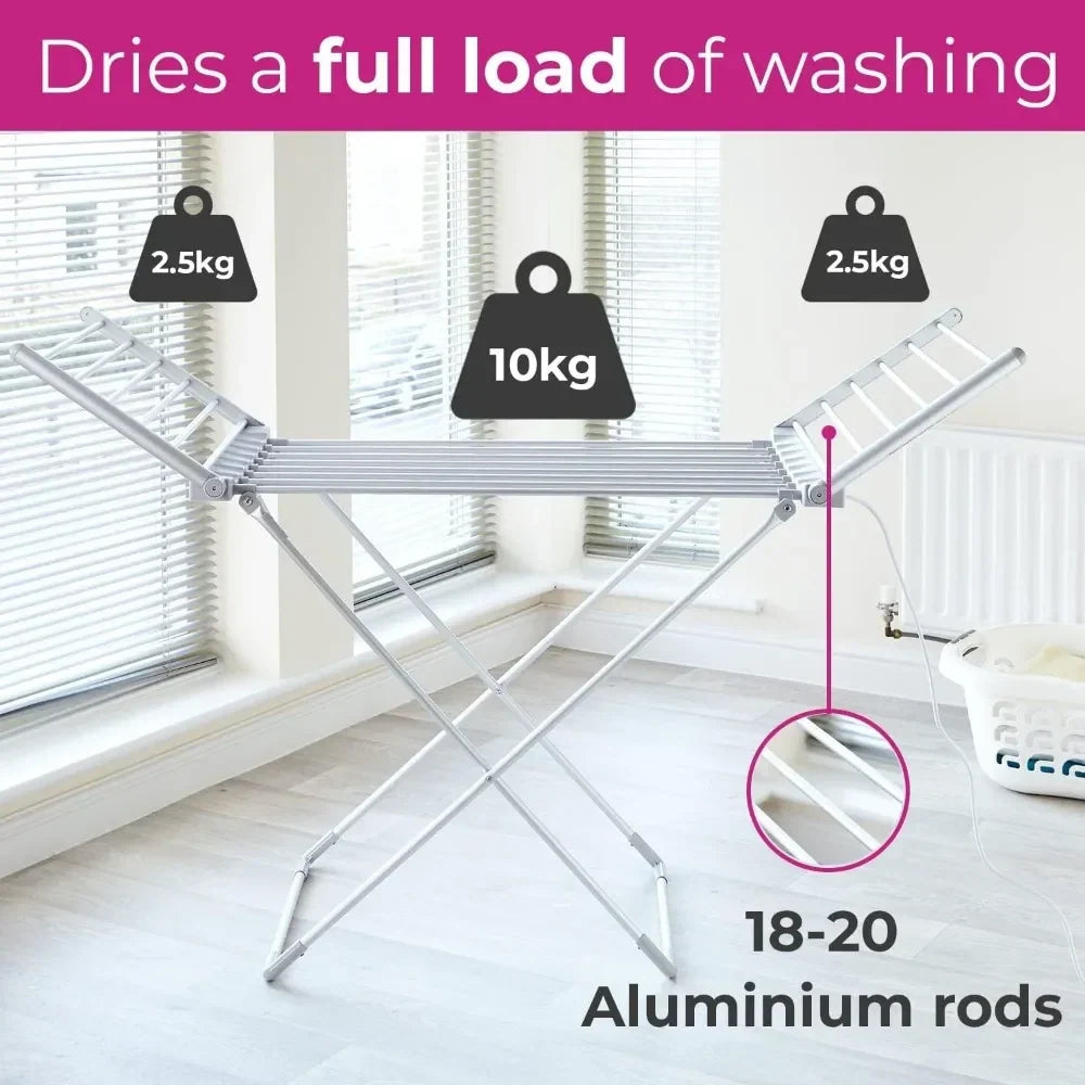 Clothes Drying Rack Heated Foldable Aluminum Frame