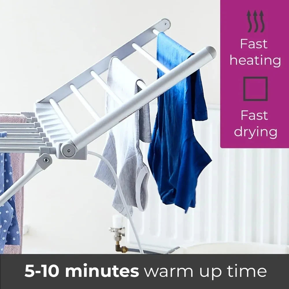 Clothes Drying Rack Heated Foldable Aluminum Frame