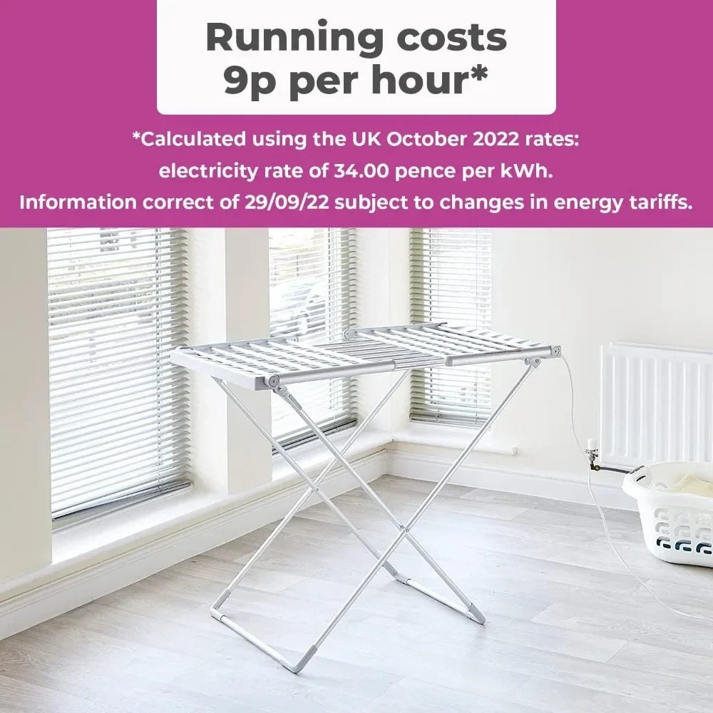 Clothes Drying Rack Heated Foldable Aluminum Frame