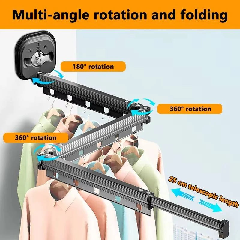 Clothes Drying Rack Wall-Mounted Foldable Adjustable