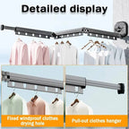 Clothes Drying Rack Wall-Mounted Foldable Adjustable
