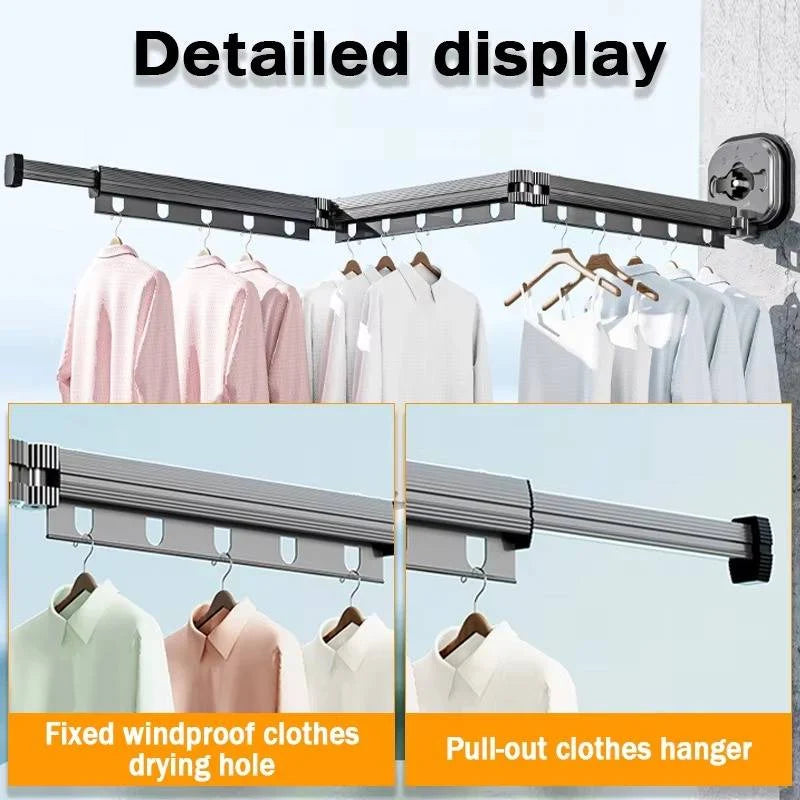 Clothes Drying Rack Wall-Mounted Foldable Adjustable