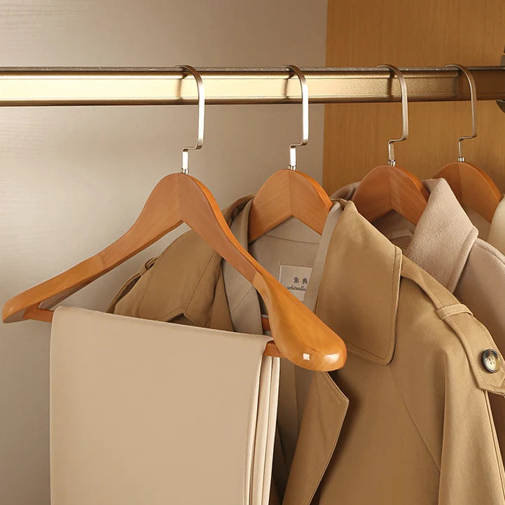 Clothes Hangers Wood & Metal Curved Set of 4