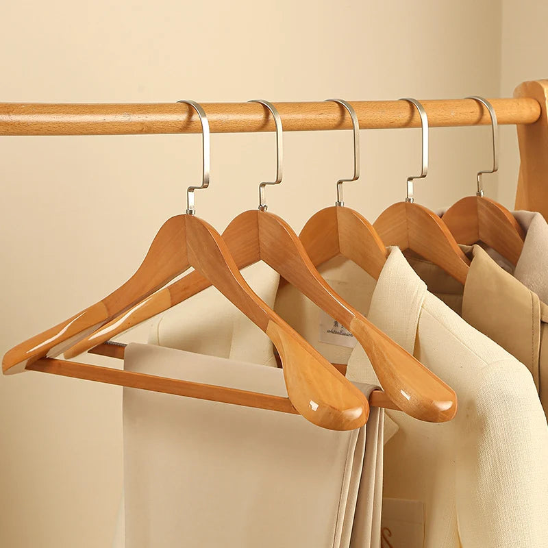 Clothes Hangers Wood & Metal Curved Set of 4