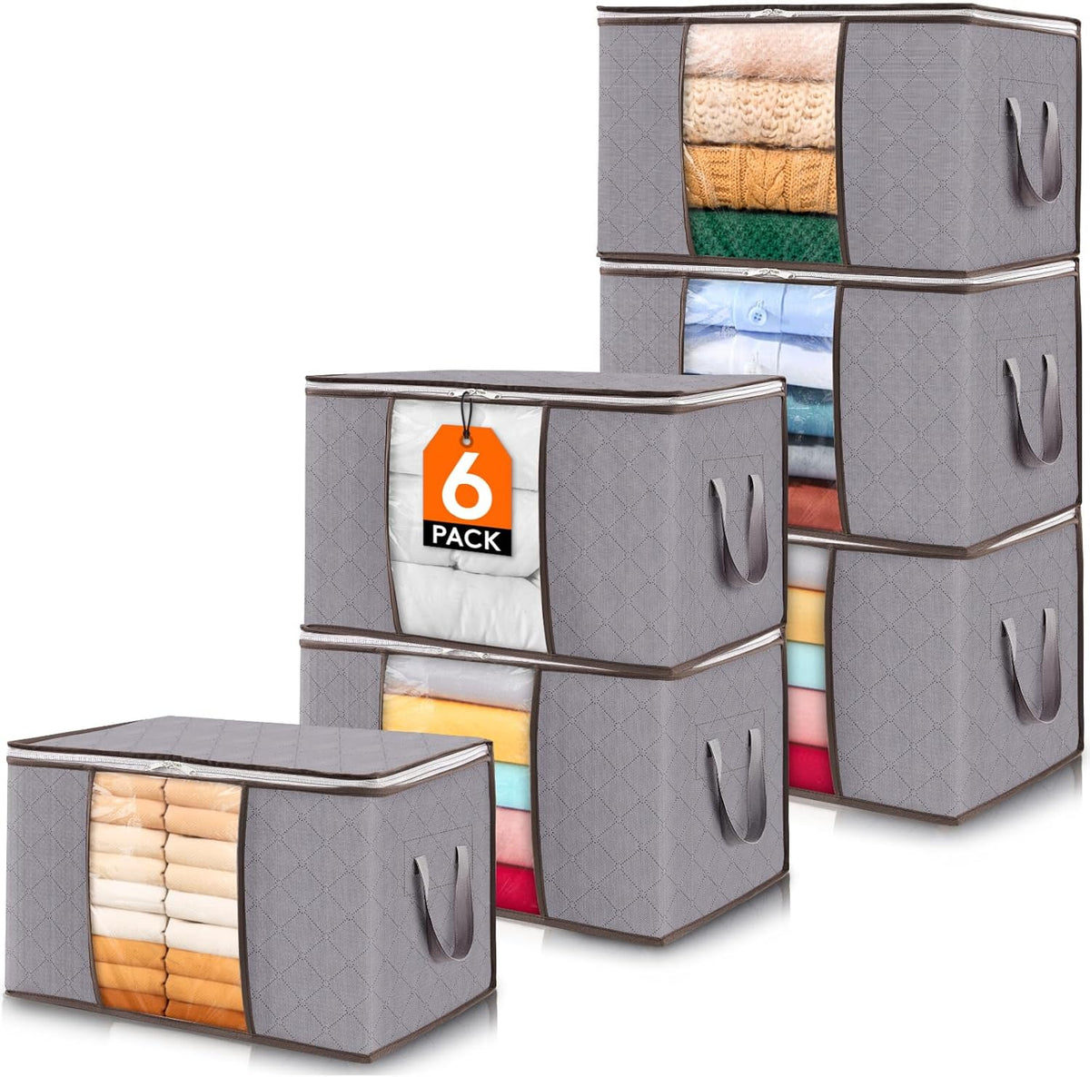 Clothes Storage Box Foldable Clear Window & Double Zipper