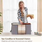 Clothes Storage Box Foldable Clear Window & Double Zipper