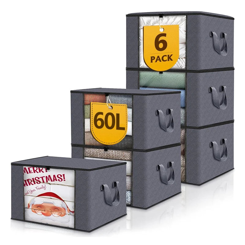 Clothes Storage Box Foldable Clear Window & Double Zipper