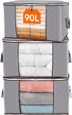 Clothes Storage Box Foldable Clear Window & Double Zipper