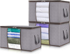 Clothes Storage Box Foldable Clear Window & Double Zipper