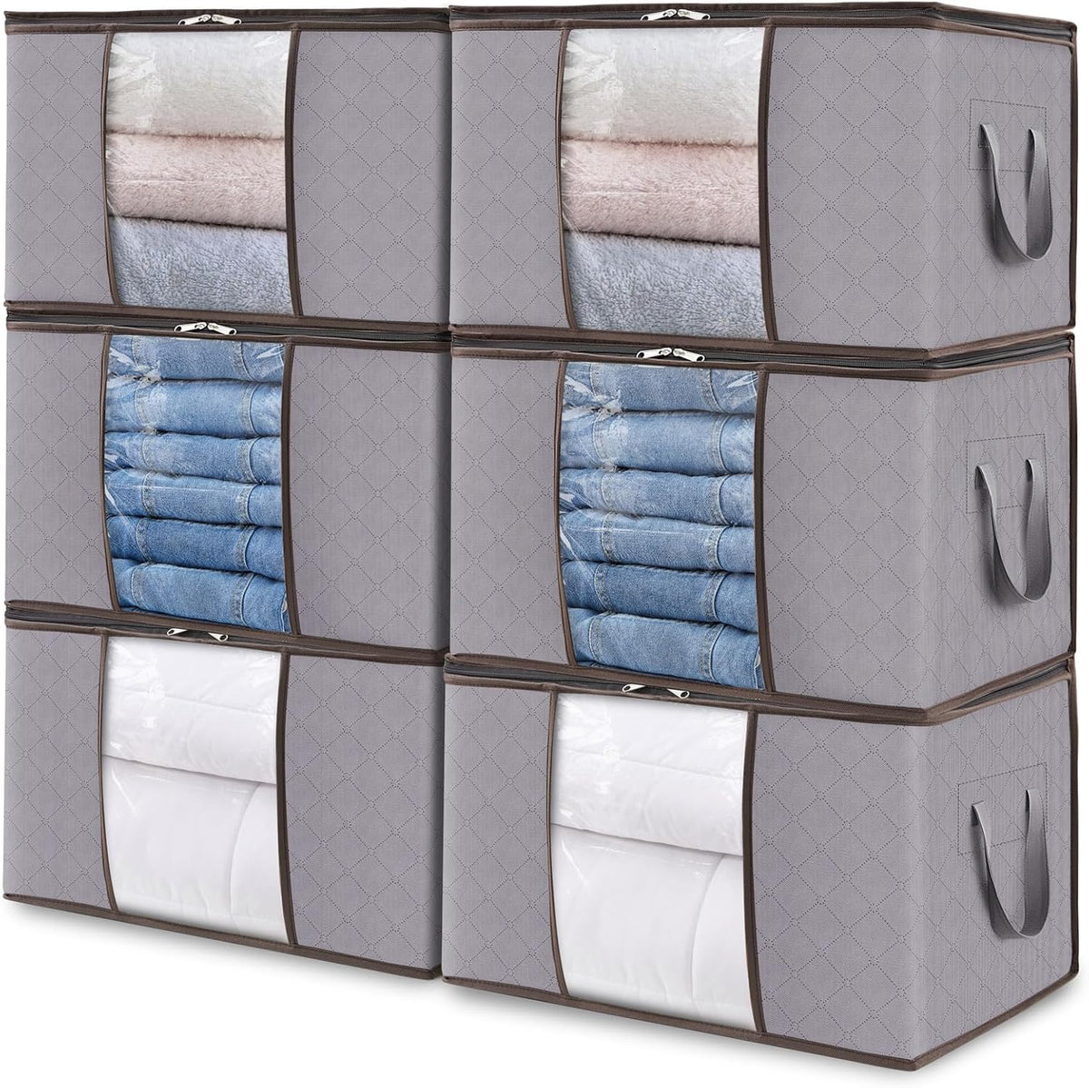 Clothes Storage Box Foldable Clear Window & Double Zipper