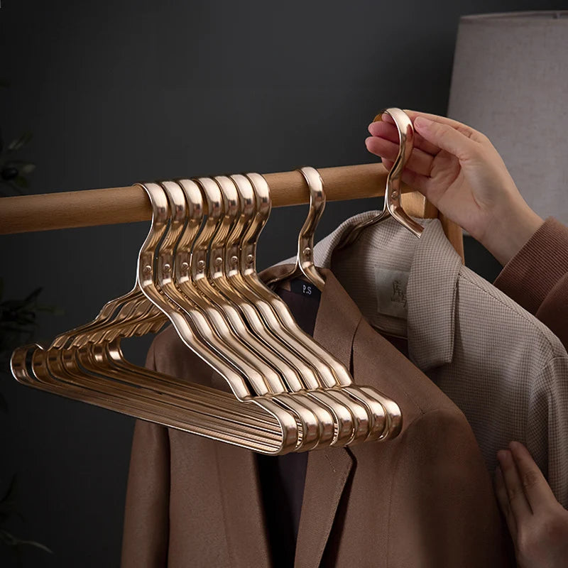 Clothing Hangers Polished Brass Sturdy Set of 6