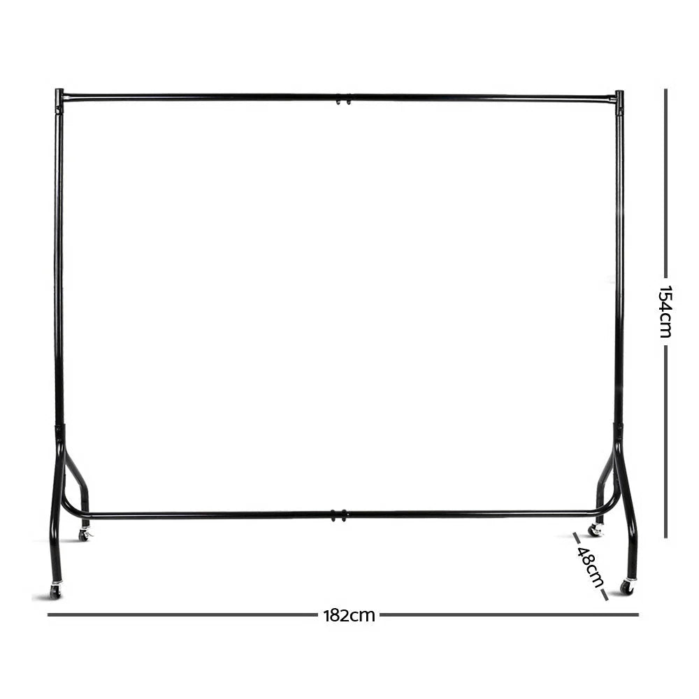 Clothing Rack Powder-Coated Metal Lockable Wheels 132 lb Capacity