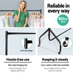 Clothing Rack Powder-Coated Metal Lockable Wheels 132 lb Capacity
