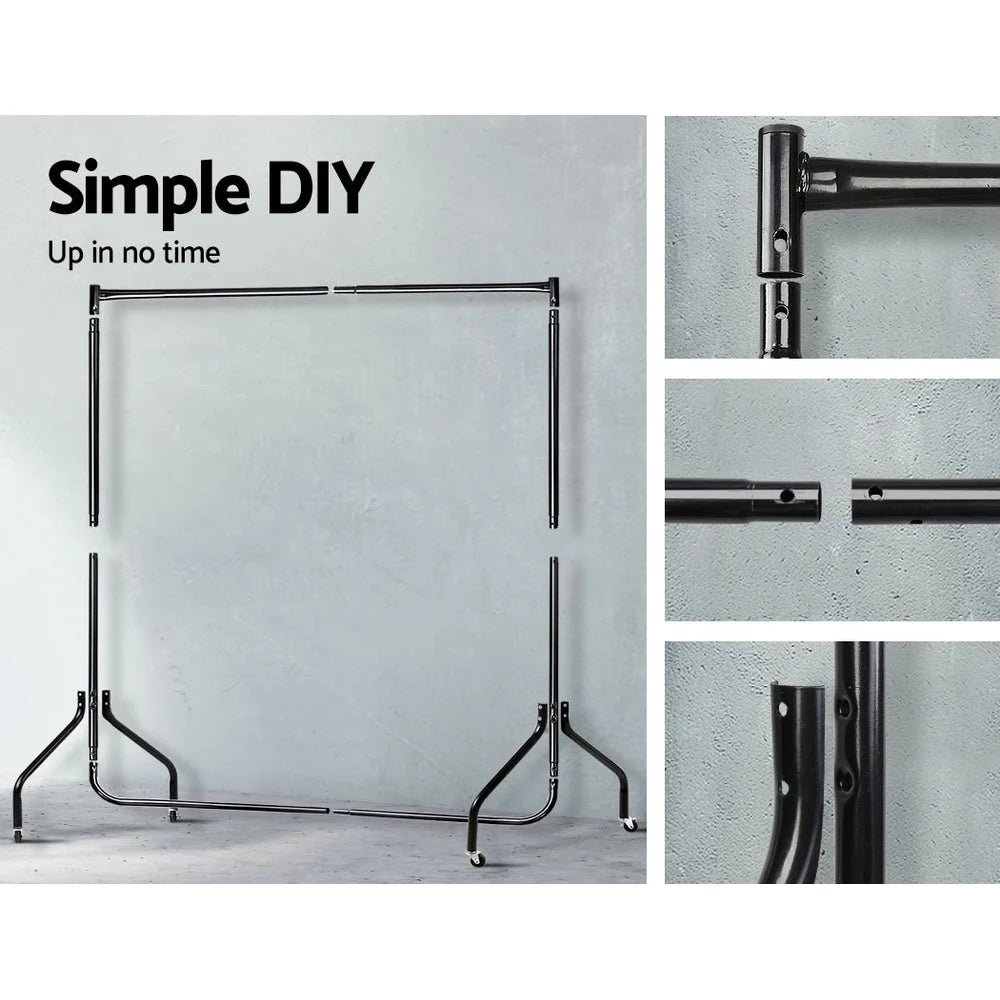 Clothing Rack Powder-Coated Metal Lockable Wheels 132 lb Capacity