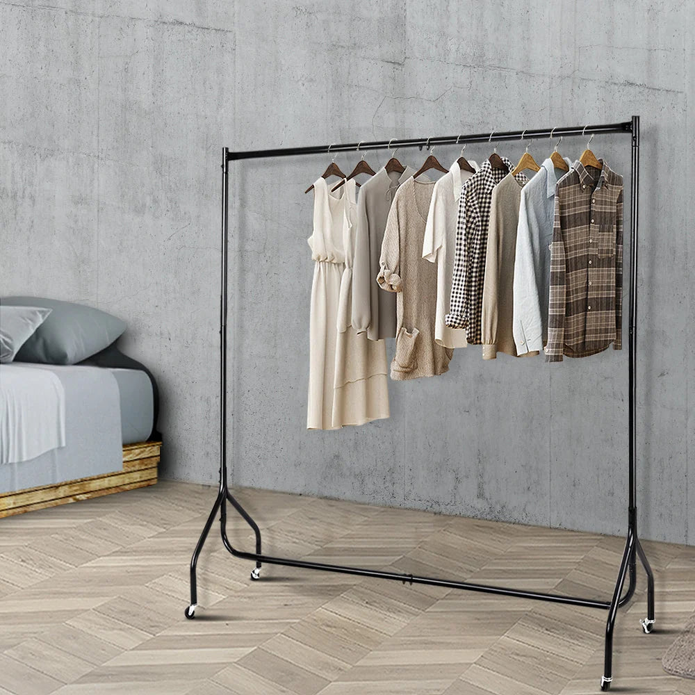 Clothing Rack Powder-Coated Metal Lockable Wheels 132 lb Capacity