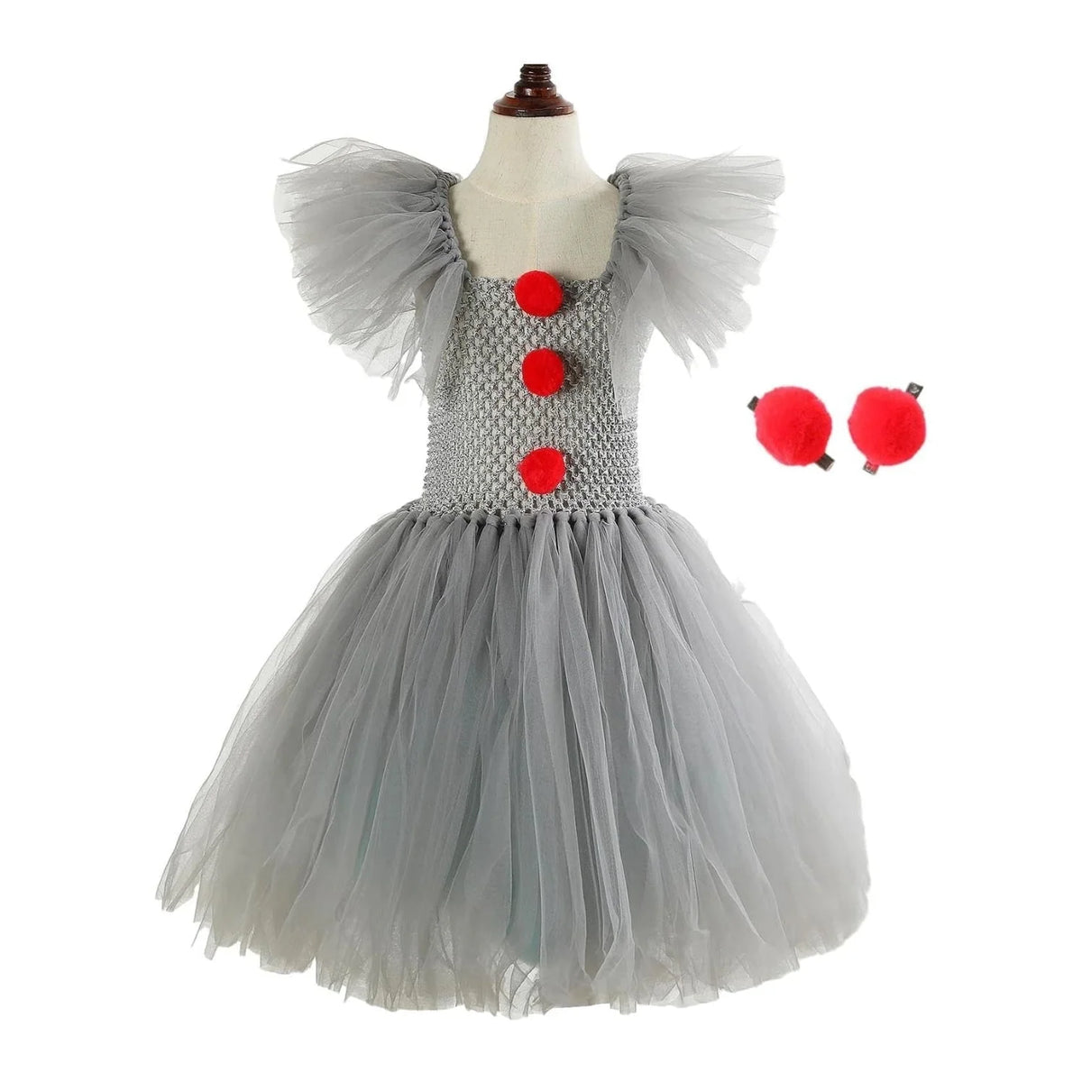 Clown Costume Tulle Tutu Crochet Bodice Gloves & Hairpins