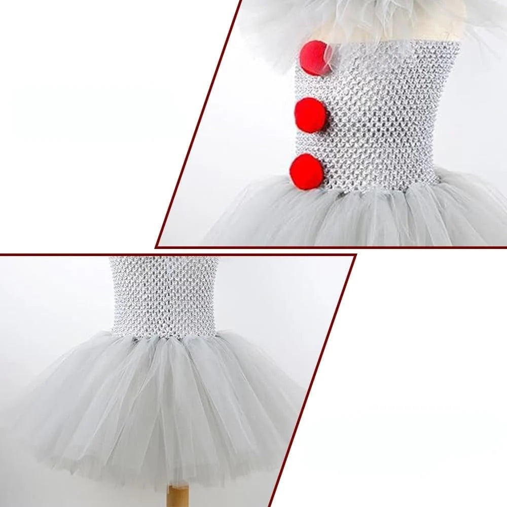 Clown Costume Tulle Tutu Crochet Bodice Gloves & Hairpins