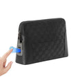 Clutch Wallet Genuine Leather Biometric Fingerprint Lock Multiple Compartments