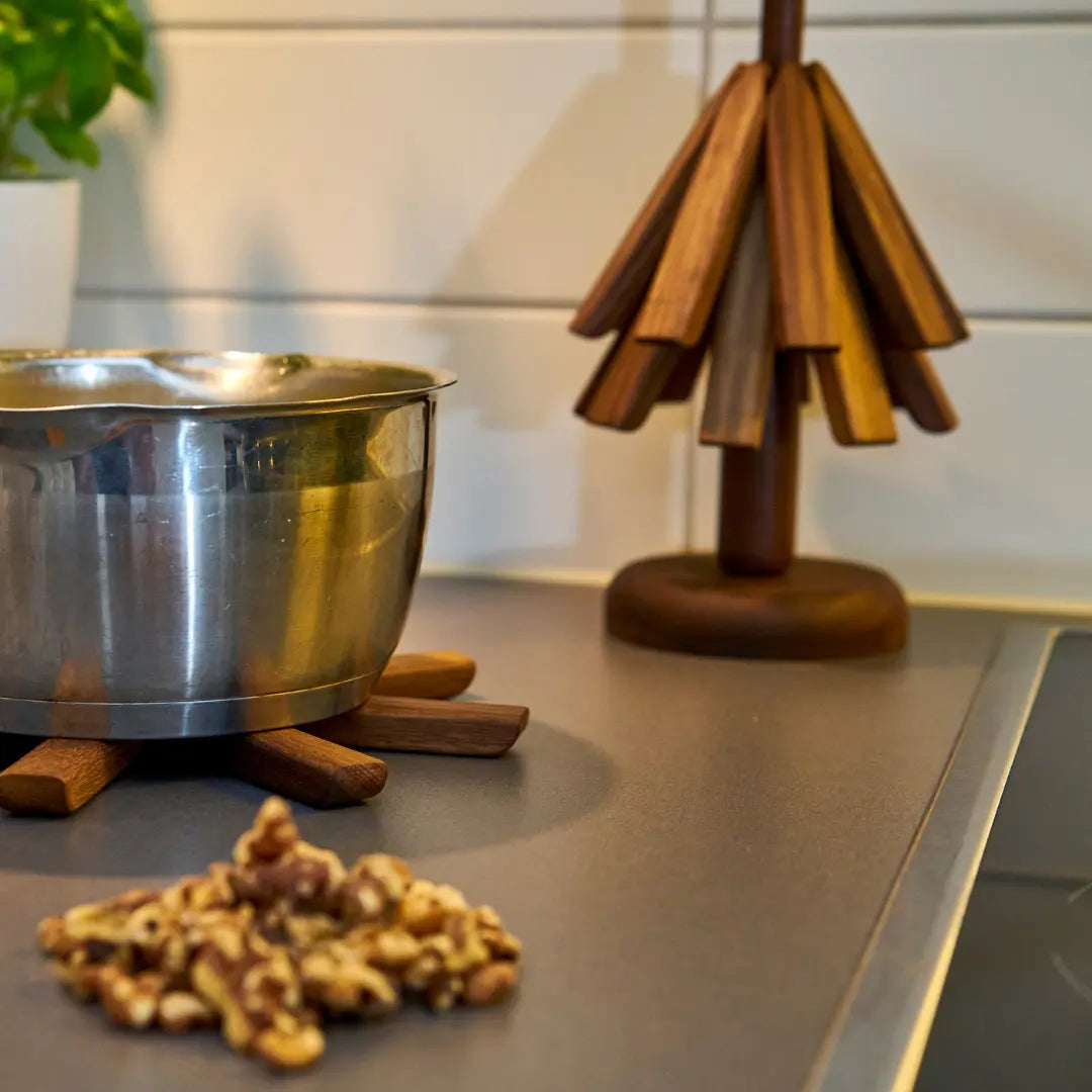 Coaster Holder Tree-Shaped Solid Wood Heat-Resistant