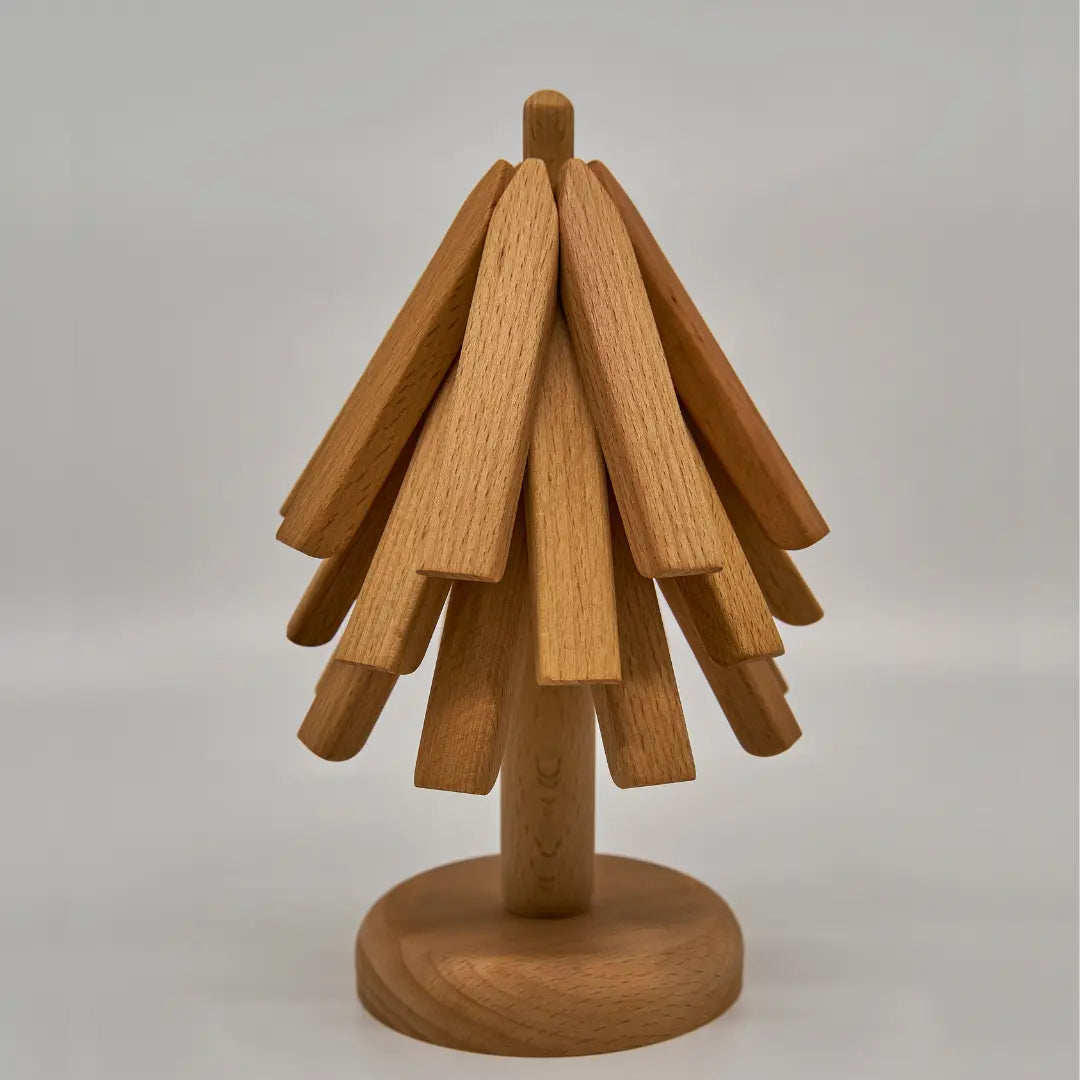 Coaster Holder Tree-Shaped Solid Wood Heat-Resistant