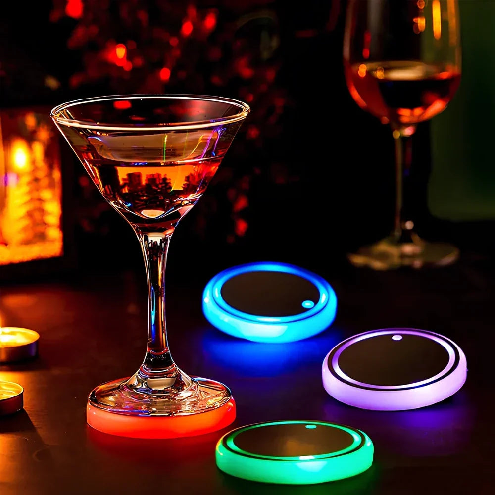 Coaster Light Sensor-Activated Color-Changing Rechargeable 15-Day Set of 2