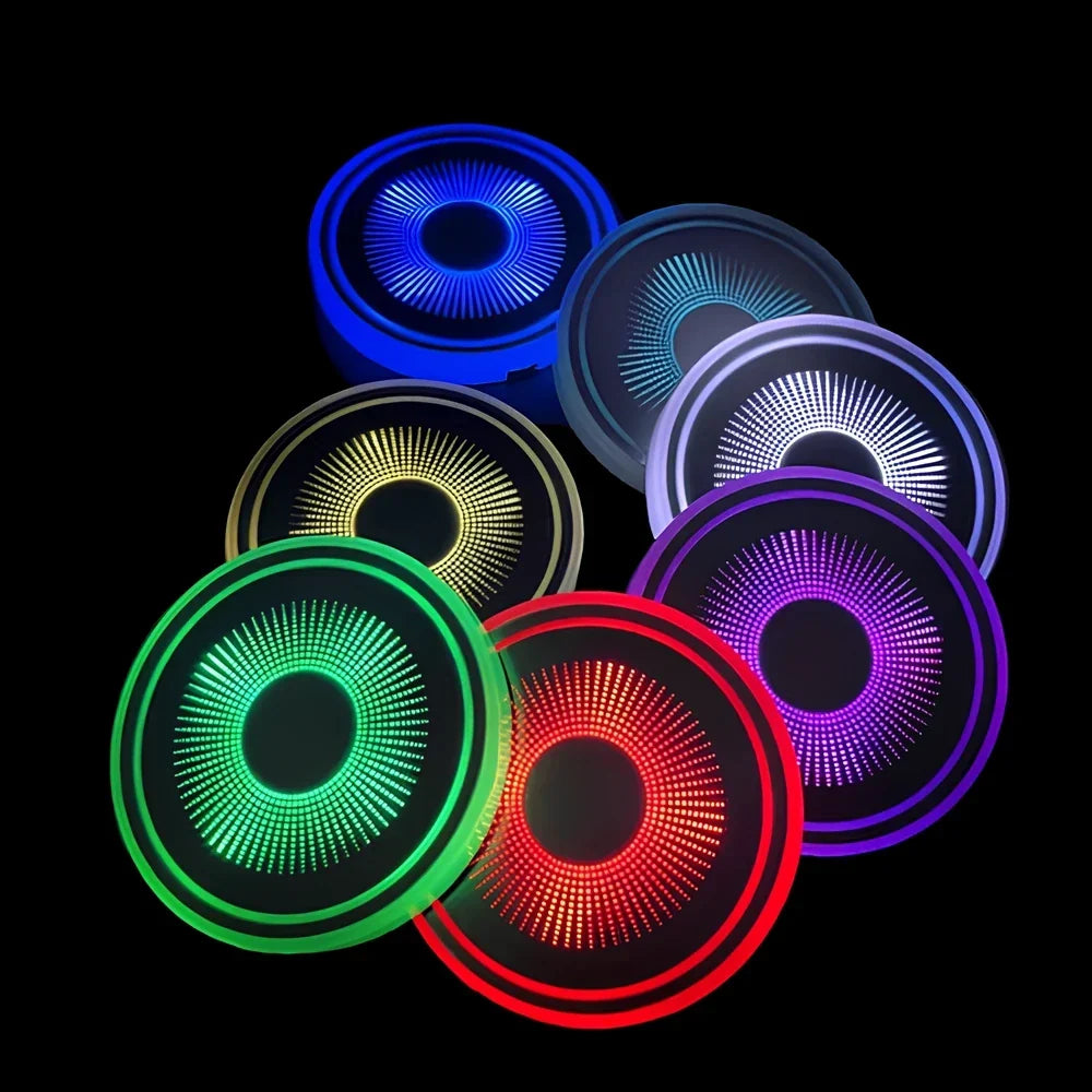 Coaster Light Sensor-Activated Color-Changing Rechargeable 15-Day Set of 2