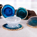 Coasters Blue Agate Gold Edged Set of 2