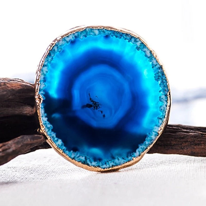 Coasters Blue Agate Gold Edged Set of 2