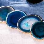 Coasters Blue Agate Gold Edged Set of 2