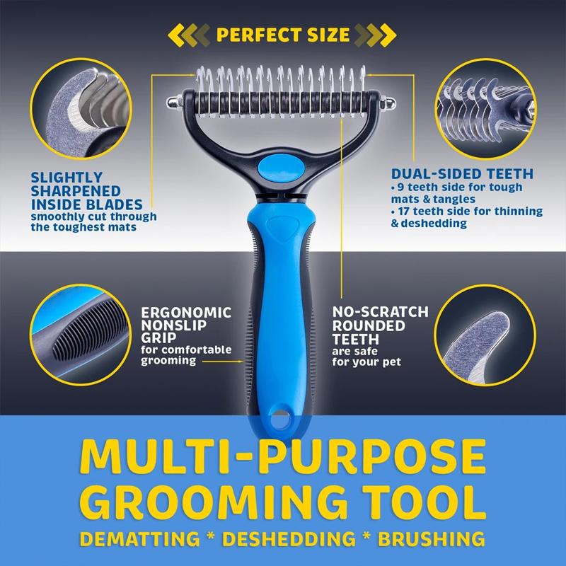 Coat Brush Detangling & Deshedding Stainless Steel Teeth