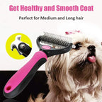 Coat Brush Detangling & Deshedding Stainless Steel Teeth
