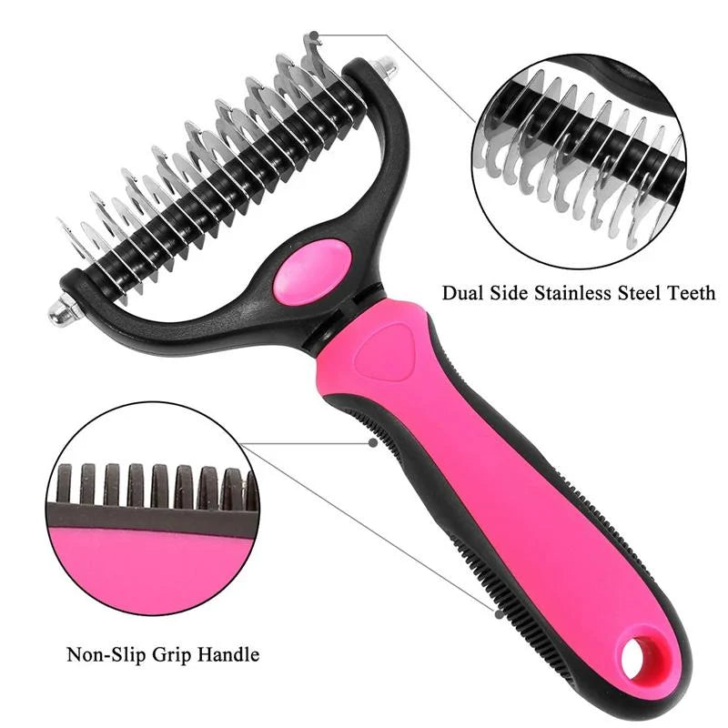 Coat Brush Detangling & Deshedding Stainless Steel Teeth